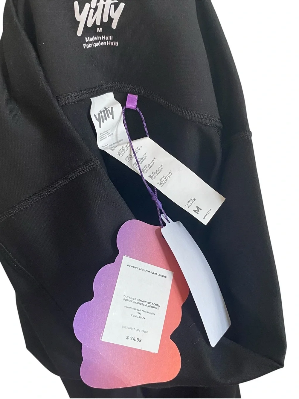 NWT Yitty Iconic Black Mid Rise Powerhold Split Flare Legging Size Medium - Picture 7 of 7
